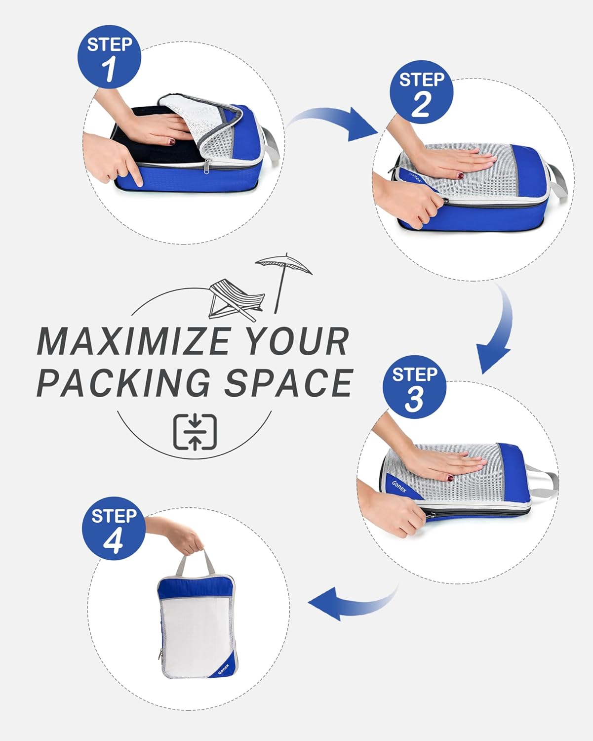 Compression Packing Cubes, Gonex Extensible Storage Mesh Bags Organizers