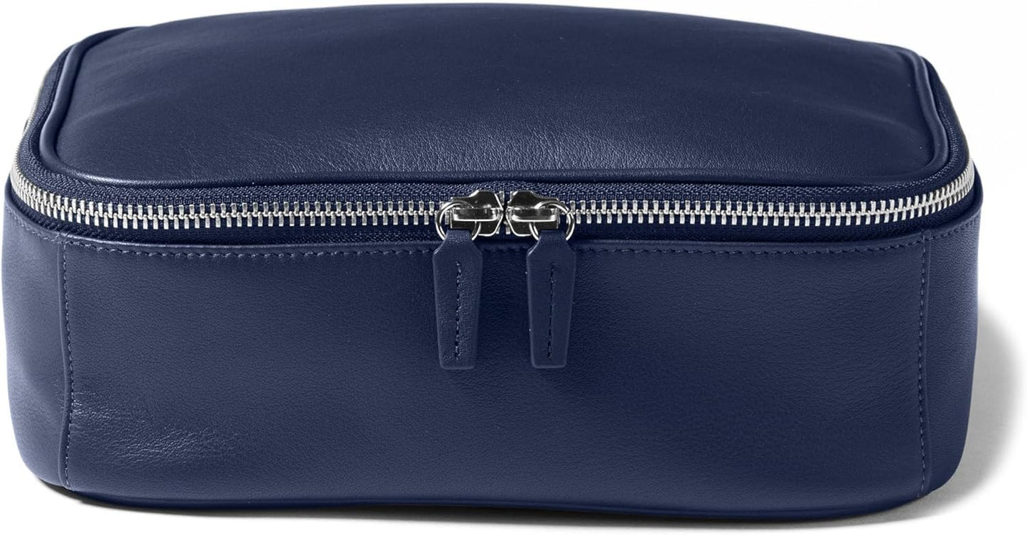Leatherology Navy Blue Large Travel Organizer - Zipped mesh storage pocket, elastic loops for organization, double metal zipper