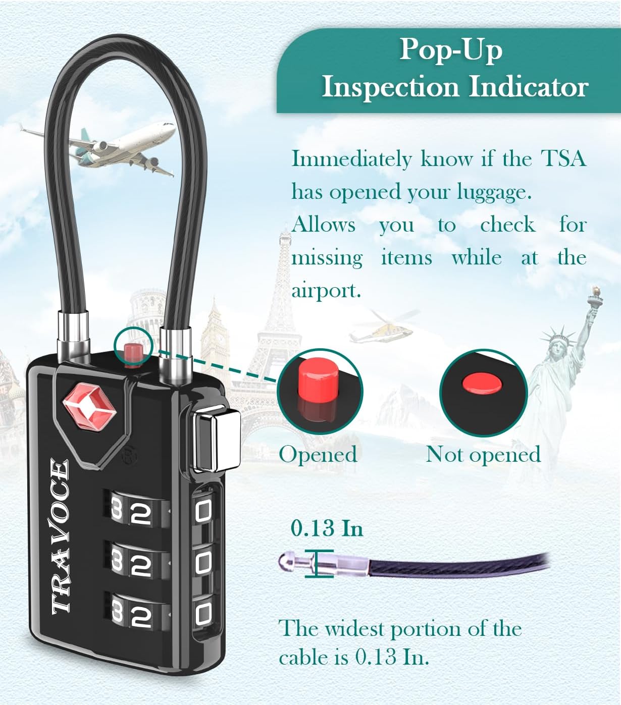 TSA Approved Luggage Locks, Travel Locks Which Also Work Great as Gym Locks, Toolbox Lock, Backpack and More,Black 2 Pack