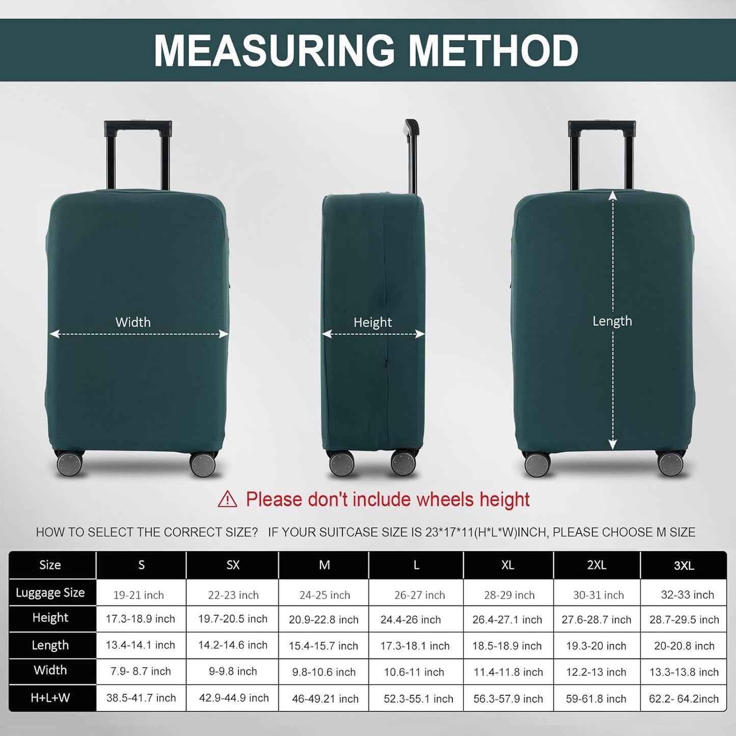 Travel Luggage Cover Suitcase Protector Scratch-Resistant Fit 19-31 Inch Suitcase, Not Included Suitcase (Avocado Green, M(24-25 inch))