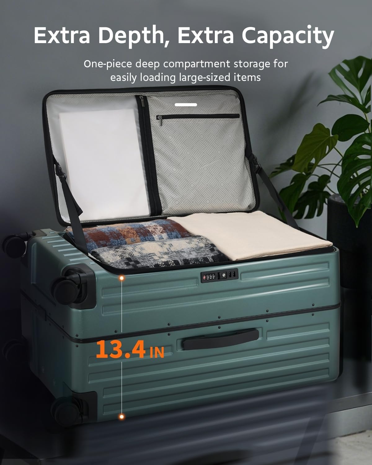 Luggage Sets 2 Pieces, 20 Inch Carry On Luggage and 29 Inch Checked Luggage with Spinner Wheels, Lightweight ABS+PC Hardshell Trunk Suitcases with Aluminum Frame, Top Opening (Green, 20/29)