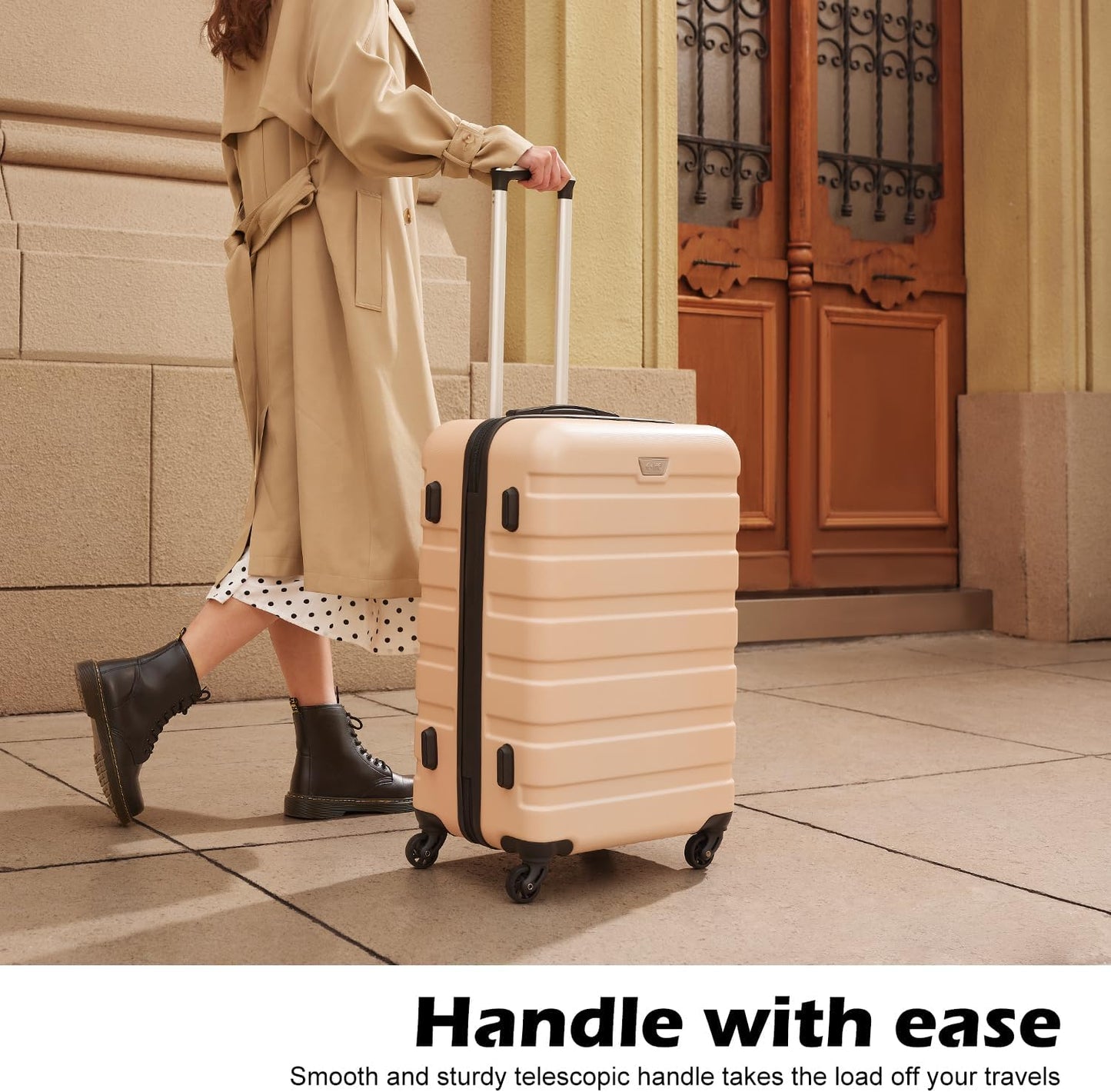 Coolife Luggage 3 Piece Set Suitcase Spinner Hardshell Lightweight TSA Lock (dark green3)