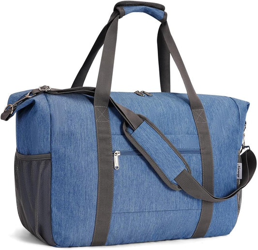 Narwey 18x14x8 Inches Travel Bag Spirit Airlines Frontier Personal Item, Travel Duffel With Wet Pocket Carry on Bag for Airplane Underseat Duffle Overnight for Women and Men (Navy Blue)