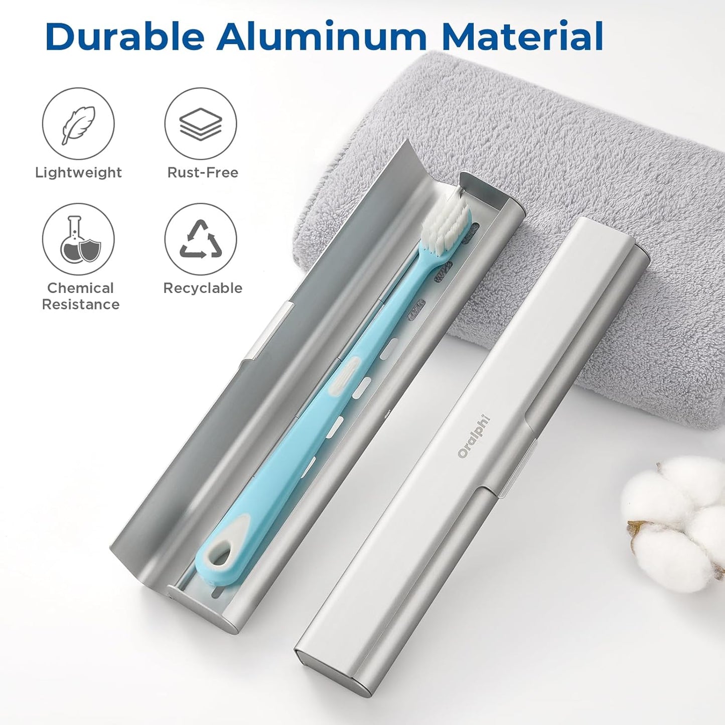 2 Pack Aluminum Toothbrush Travel Case, Portable Travel Toothbrush Holder, Durable Manual Toothbrush Box Container for Traveling, Bathroom, Camping, Business Trip