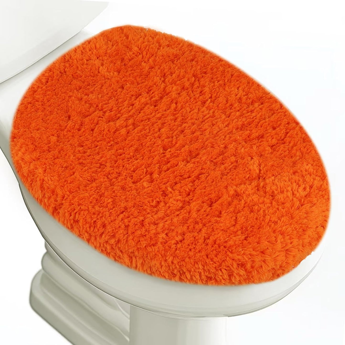 Microfiber Elongated Toilet Seat Cover 19.5"x 15" Machine Washable Solid Toilet Lid Cover Adjustable Rubber Backing Fits Most 18-19.5" L x 14-16" W Elongated Toilet Seat