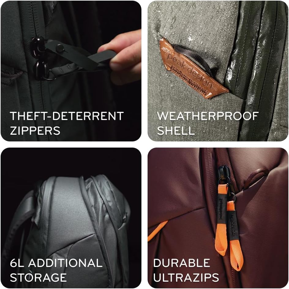 Peak Design Travel Backpack 30L, Sage, Expandable 27-33L Design, Rear and Top Access, Weatherproof Shell, Laptop Sleeve, Ideal for Travel or Everyday Carry, Versatile Backpack for Men and Women