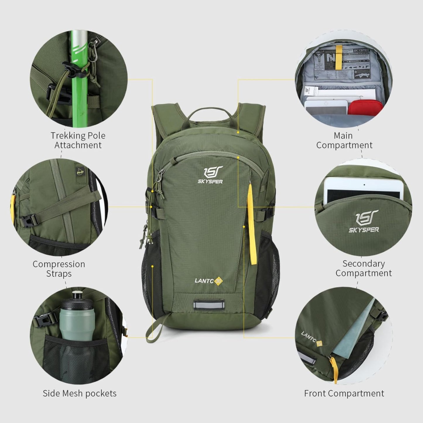SKYSPER Small Hiking Backpack, 20L/30L Lightweight Travel Backpacks Hiking Daypack for Women Men