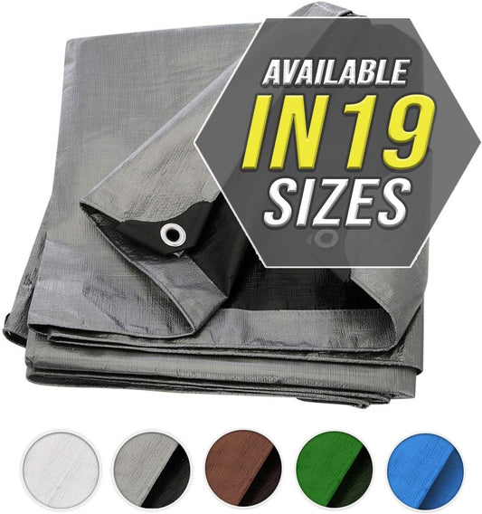Tarp Cover 50X50 Silver/Black Heavy Duty Thick Material, Waterproof, Great for Tarpaulin Canopy Tent, Boat, RV Or Pool Cover! by Trademark Supplies