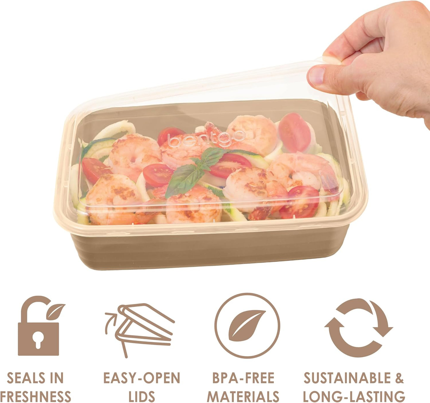 Bentgo 20-Piece Lightweight, Durable, Reusable BPA-Free 1-Compartment Containers - Microwave, Freezer, Dishwasher Safe - Gold