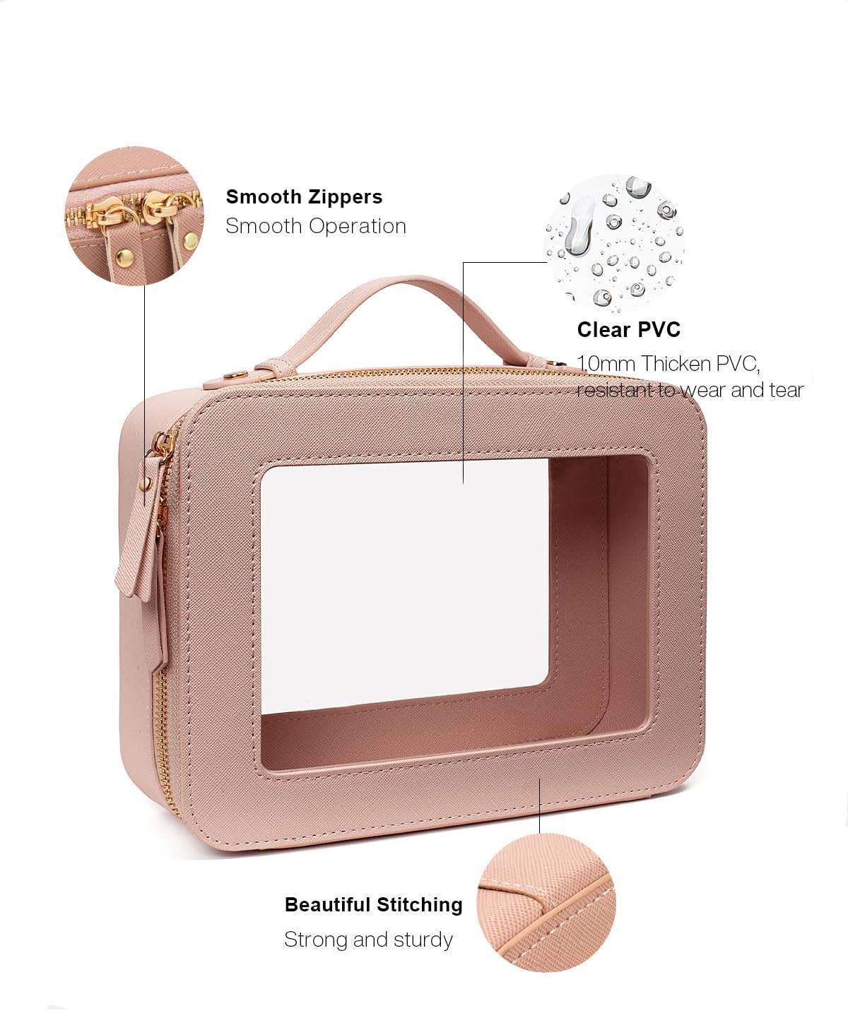 Travel Clear Makeup Bag Set, TSA Approved Cosmetic Bag Case with Zipper Portable Makeup Pouch Toiletry Bag Women Traveling Cosmetic Organizer Storage Bag Car Organizer Car Essentials for Women