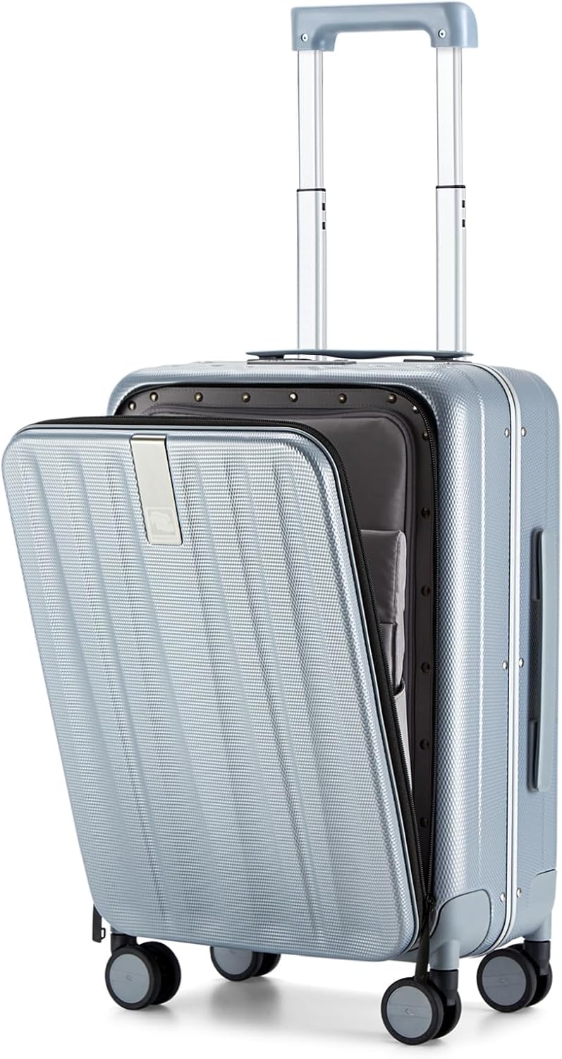 Hanke 20 Inch Carry On Luggage Hard Shell Suitcases with Wheels Luggage Suitcase Travel Luggage for Women Men Rolling Luggage Bags for Business Trip Weekender-Grey