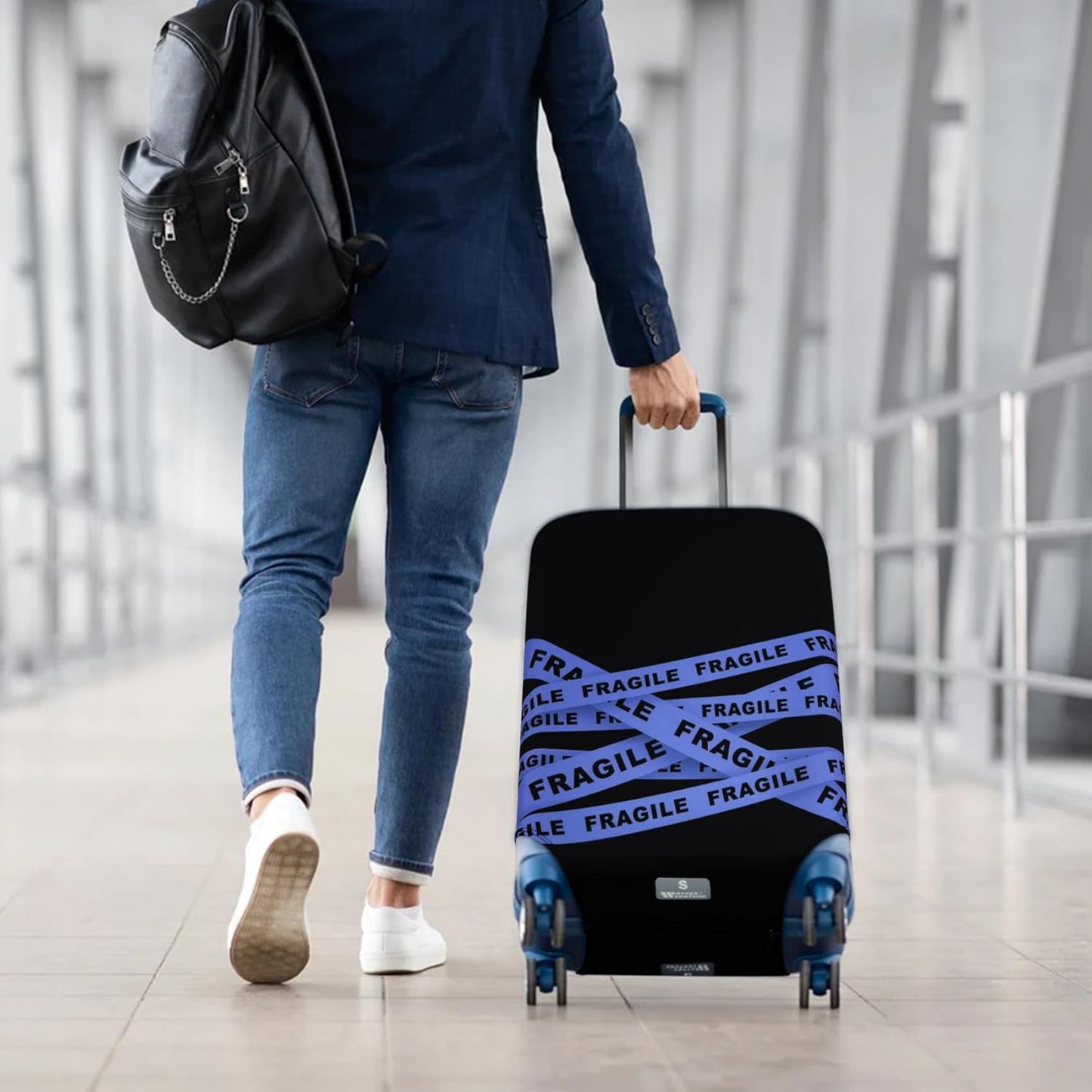 HYPER VENTURE Washable Luggage Cover - Fashion Suitcase Protector Fits 18-22 Inch Luggage (Fragile, S)