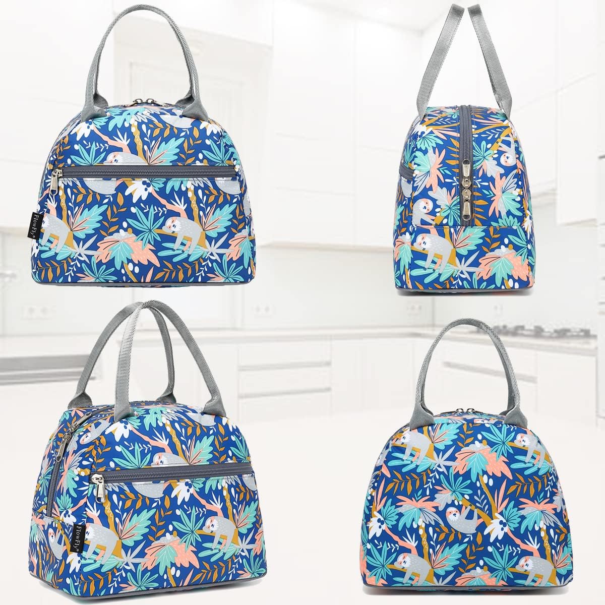 FlowFly Insulated Lunch Cooler Bag - Tote Bag Organizer for Women/Men, Sloth