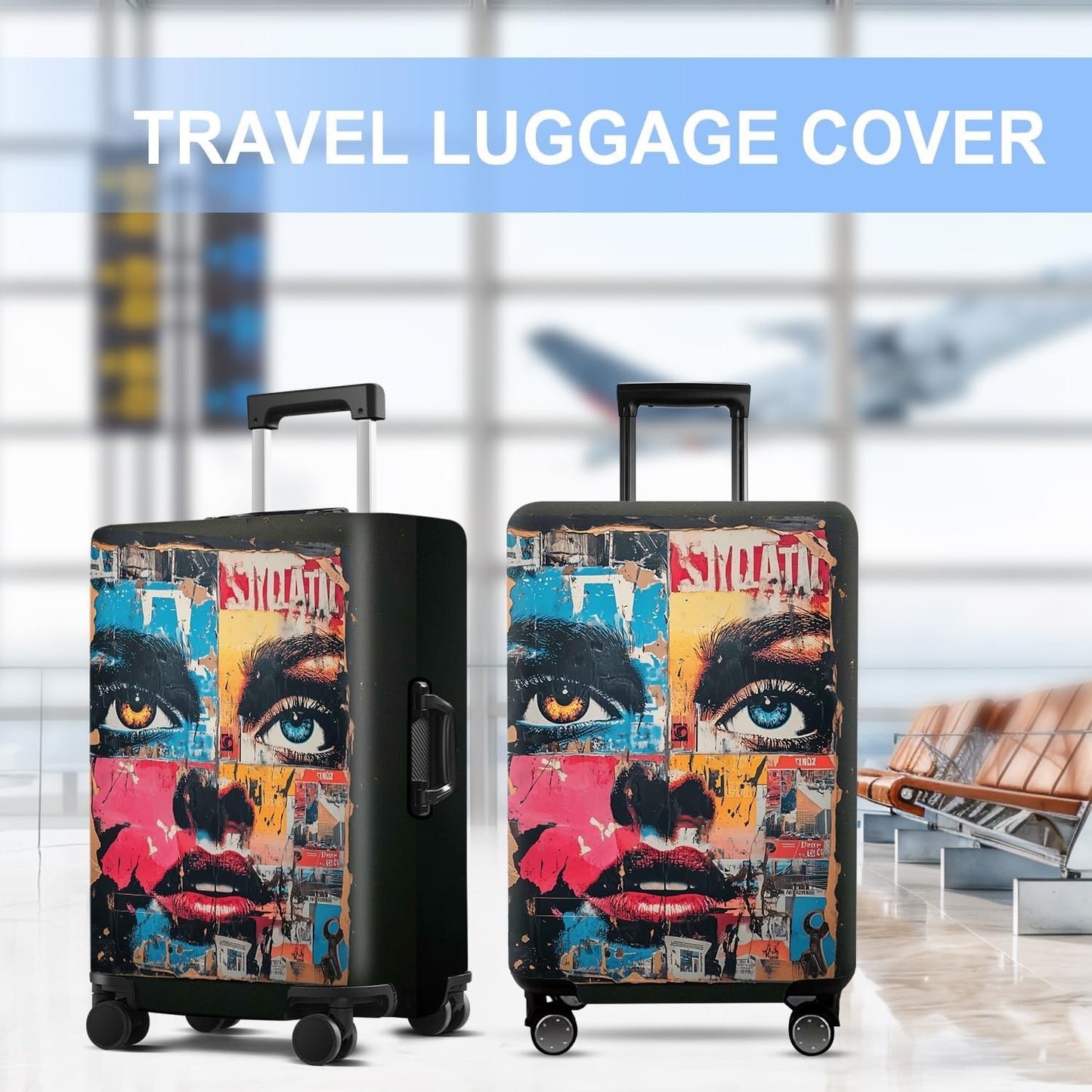 Luggage Cover Washable Suitcase Protector Anti-scratch Suitcase cover Fits 20-34 Inch Luggage (Girl-4, M(24-26inch suitcase))