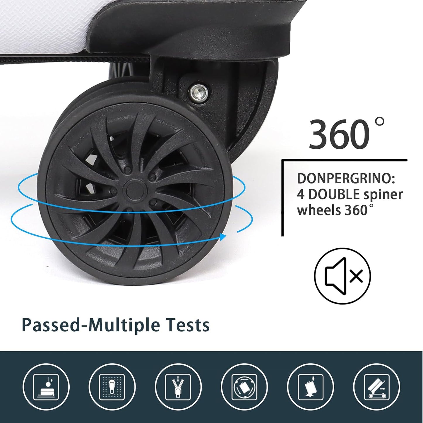 Luggage Set 3 Pieces (20/24/28) -Suitcase Set - Carry on Luggage with Wheels - Check-in Luggage - PC + ABS Durable Suitcase Rotating Silent Wheels Hardside Luggage with Spinner Wheels,5pcs (White)