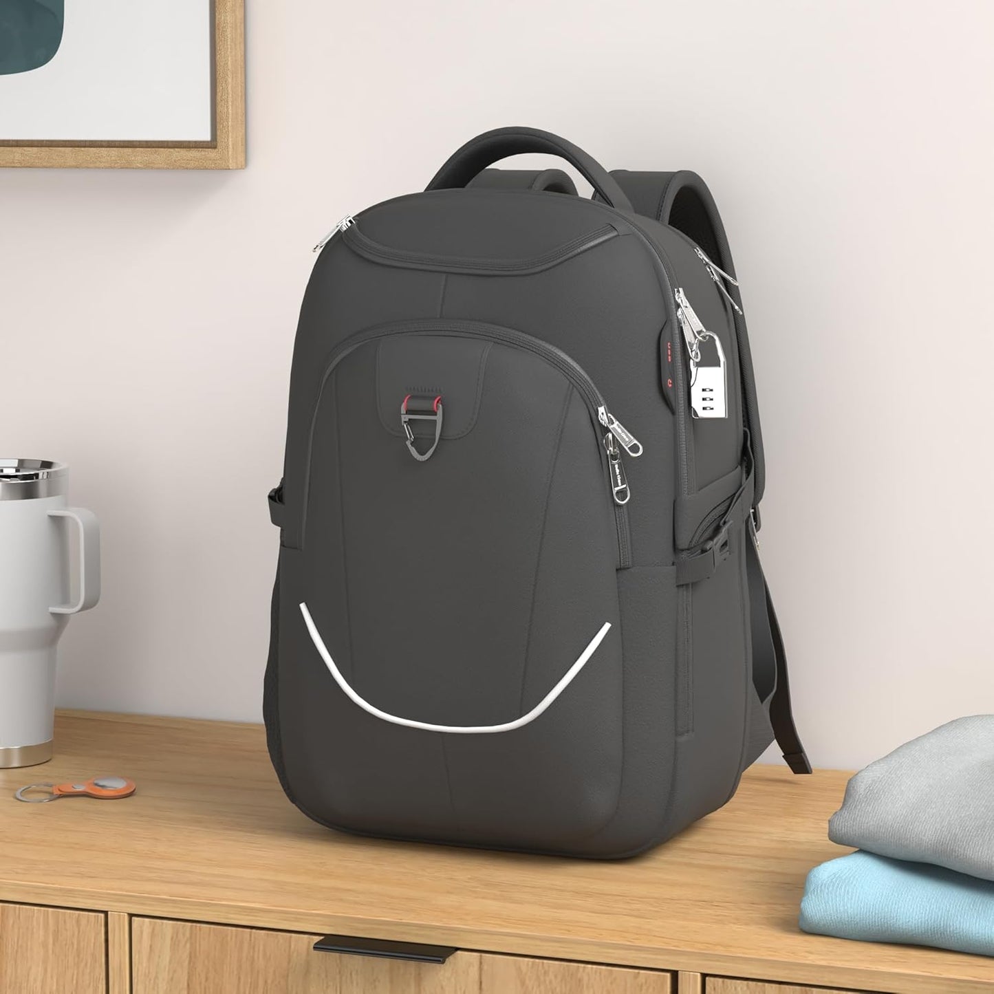 Travel Laptop Backpack, Anti Theft Backpack for Men and Women with USB Charging Port Business Computer Backpack Bag (Black 2811-17 Inch)