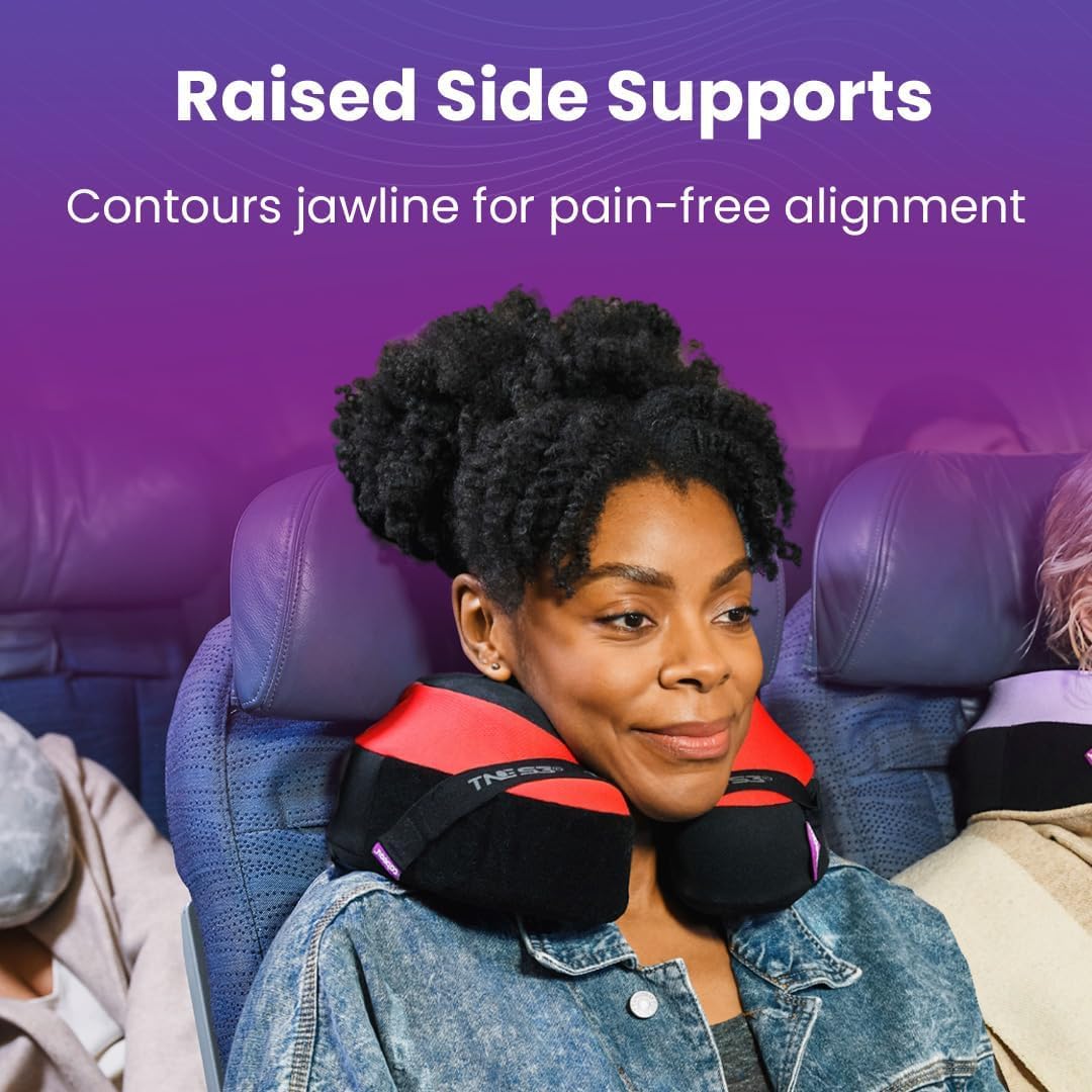 Cabeau Travel Neck Pillows for Airplanes – The Neck’s Evolution, TNE S3 – Supportive Memory Foam Design for Long Haul Flights – Attachable Seat Straps and 360° Support (Sydney Blue)