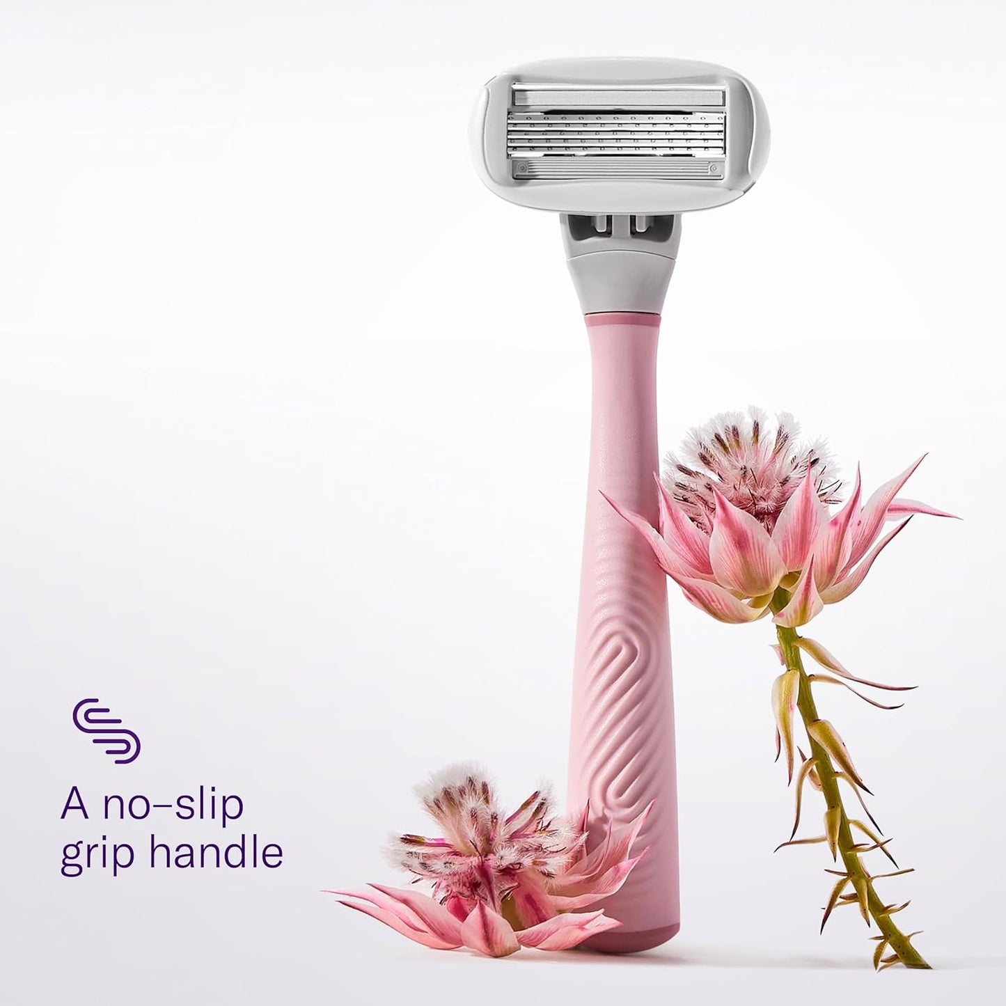 Flamingo Shaving Razor Set for Women - Razor Handle, 2 Razor Blade Refills, Foaming Shave Gel, and Shower Holder - Rose