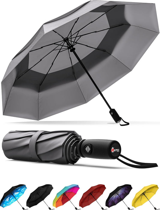 REPEL Windproof Travel Umbrella - Compact & Withstands Winds up to 85MPH , Strongest Premium Auto Folding Umbrella for Rain and Sun - Durable, Light & Portable for Women & Men , Fits Backpack & Cars