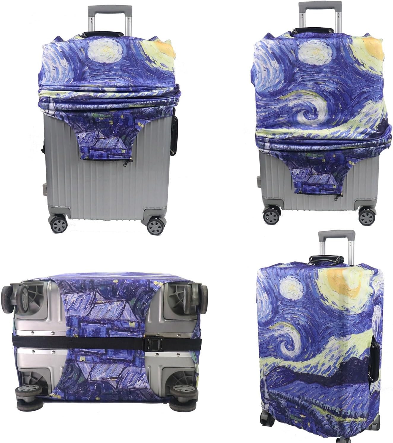 MosaiRudo Thicker Luggage Cover Elastic Suitcase Cover Protector Fits 18-32 Inch Suitcase Travel Accessories (Starry Sky, S)
