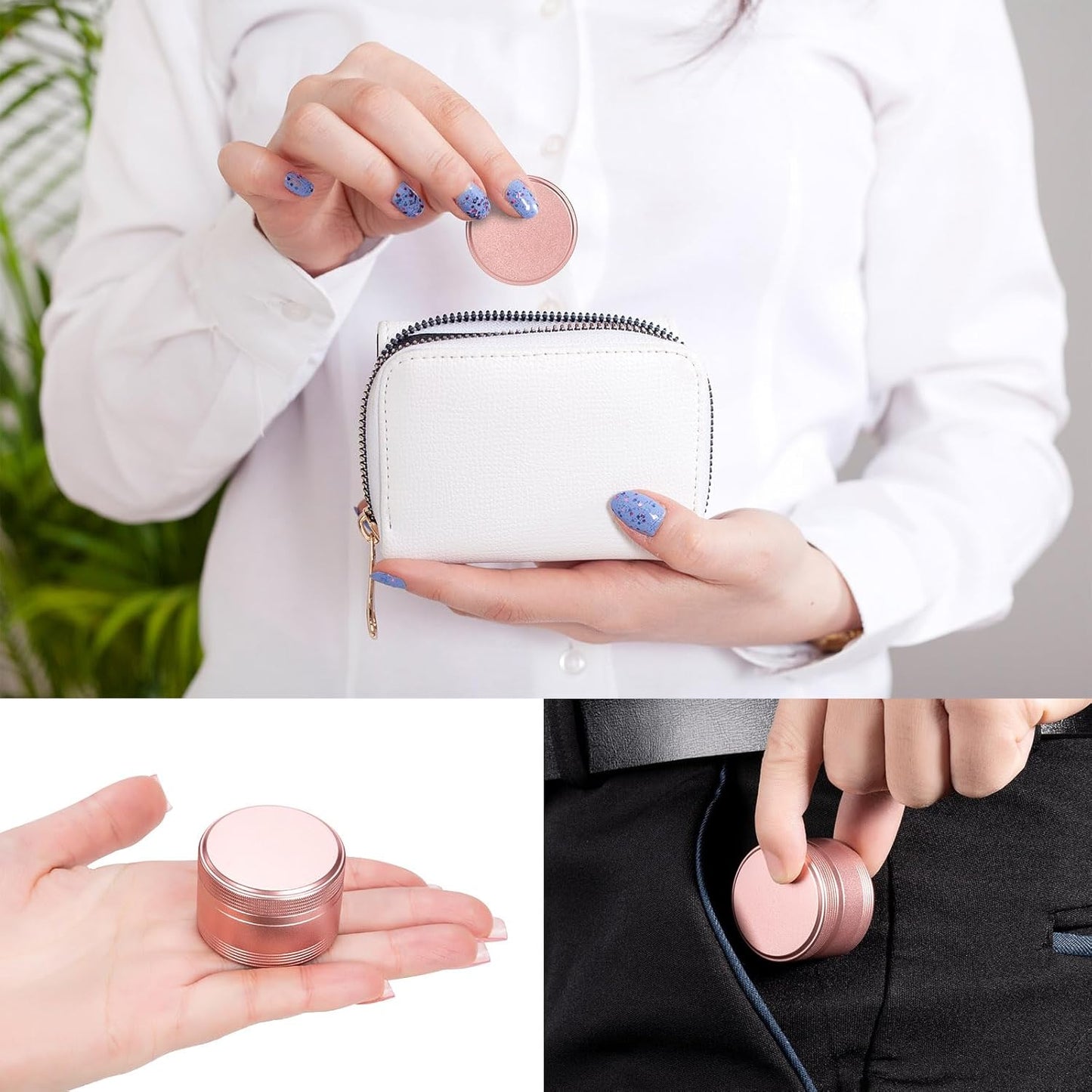 Small Metal Pill Box Pill Container - Waterproof Travel Pill Case for Purse Pocket, Portable Single Round Medecine Organizer Daily Vitamin Medication Pill Holder Pink