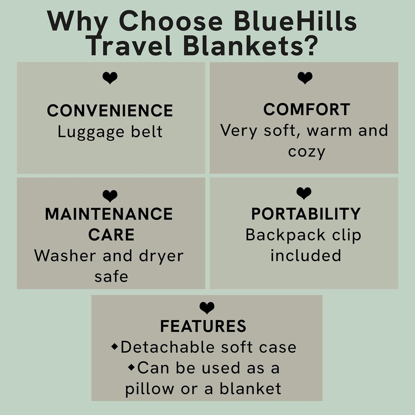 BlueHills Premium Soft Travel Blanket Pillow Airplane Blanket Packed in Soft Bag Pillowcase with Hand Luggage Belt and Backpack Clip, Compact Pack Large Plush for Any Travel (Royal Blue T003)
