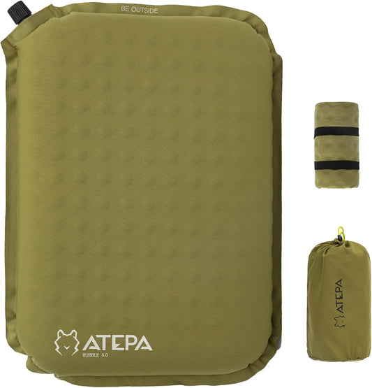 ATEPA Inflatable Stadium Seat Cushion, Self-Inflating Memory Foam Stadium Seats Bleacher Seat Chair Cushion Pad for Airplane Travel Backpacking Sports Events