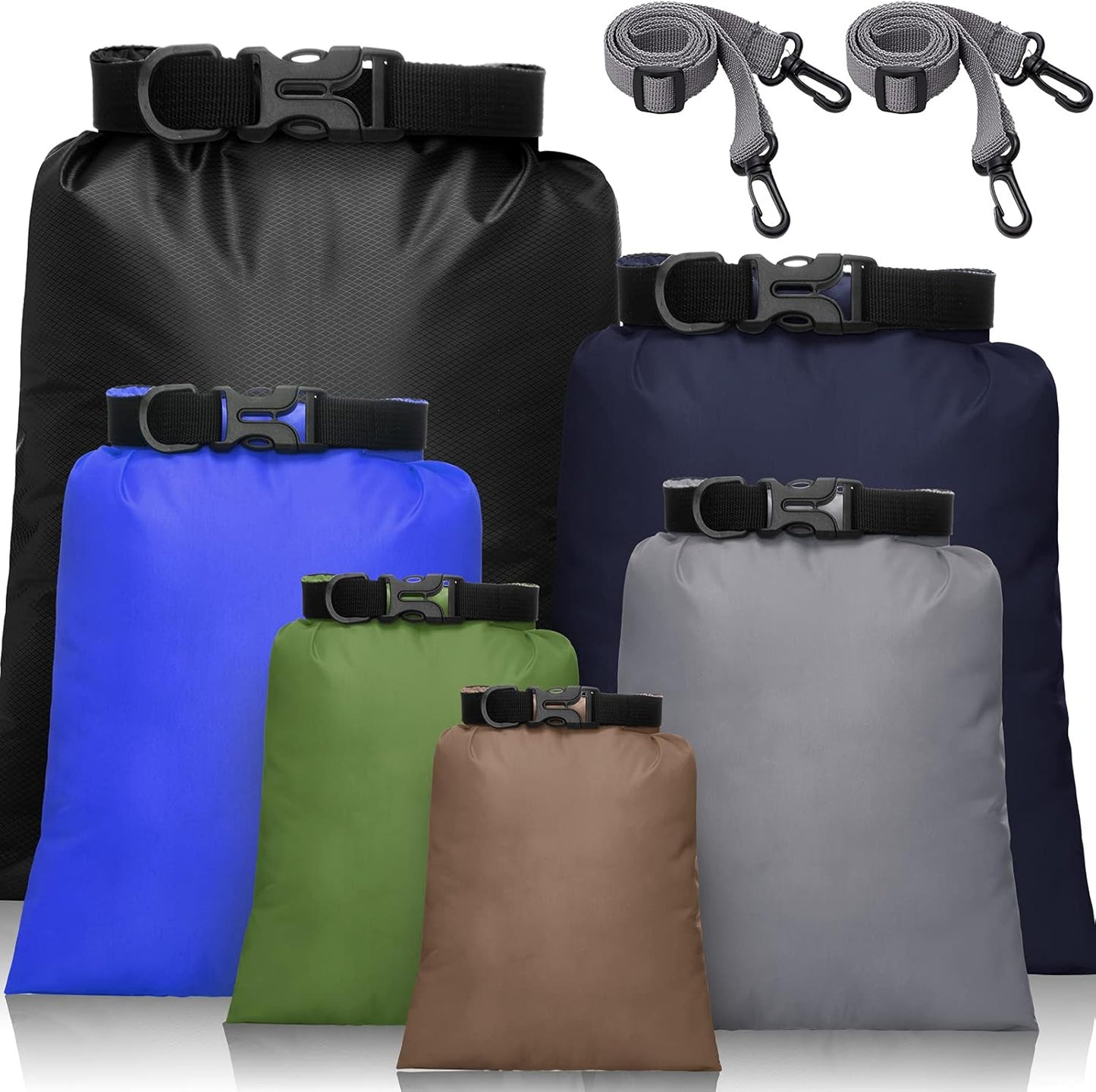 Shappy Waterproof Dry Bag Set 6 Sizes Lightweight Sacks and Long Adjustable Shoulder Strap Outdoor Water Proof Keep Gear Dry Bag Stuff Sacks for Backpacking, Boating, Hiking, Camping