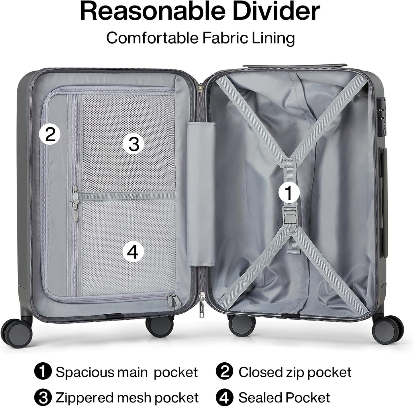 Hanke 26 Inch Luggage Large Suitcase With Spinner Wheels Tsa Luggage Suitcases Hard Case Luggage For Women & Men Rolling Checked Luggage(Graphite Grey)