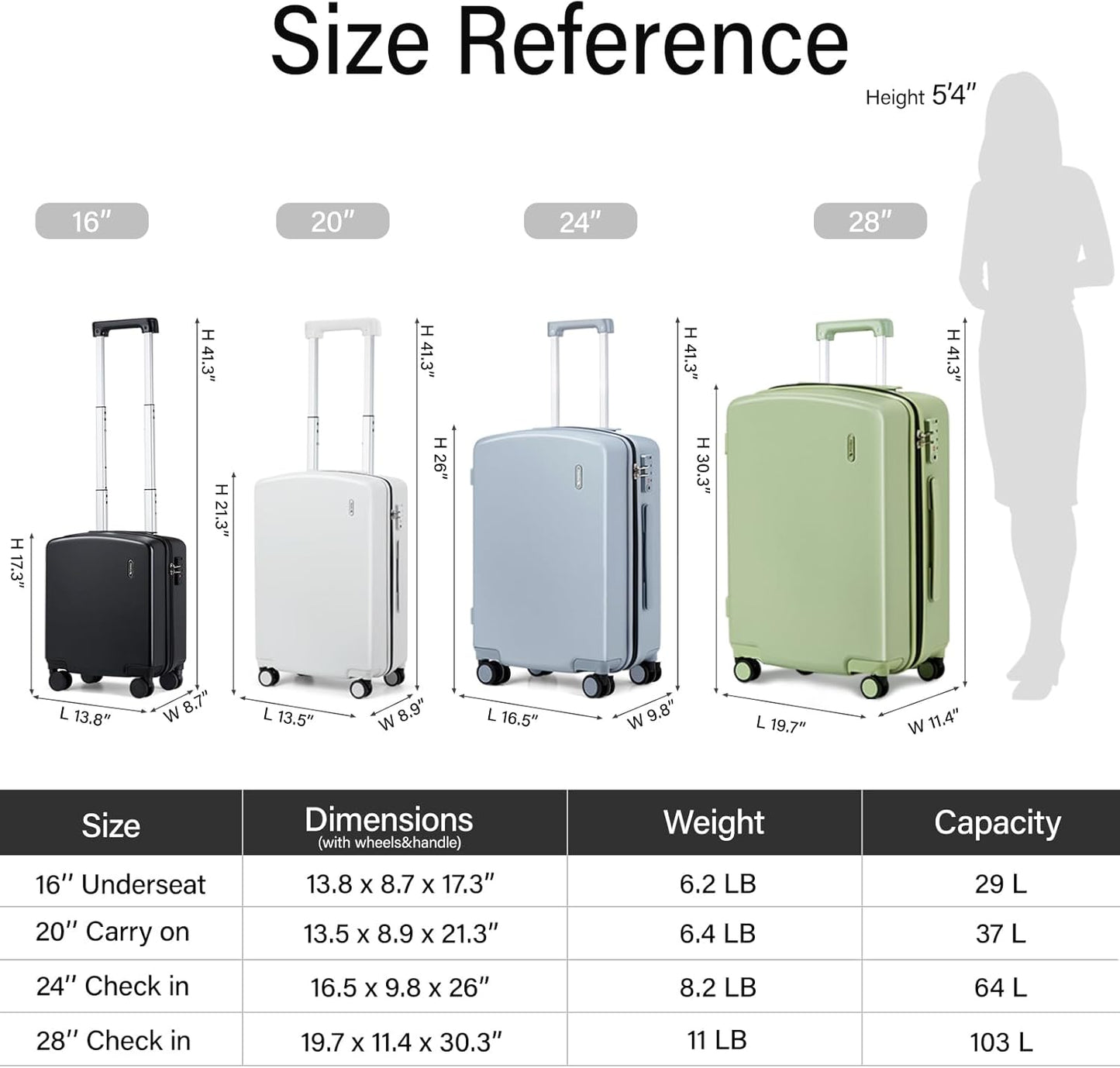 Hanke 16 Inch Underseat Carry On Luggage, Airline-Approved Hard Shell Small Suitcase with Spinner Wheels, Lightweight Tsa Lock Travel Luggage for Short Trips(Gray)