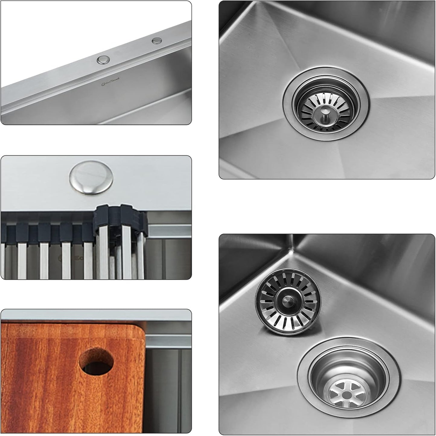 Kitchen Sink, 33 x 22 Drop in Kitchen Sink 16 Gauge Stainless Steel Kitchen Sinks Single Bowl Workstation Sink with Cutting Board