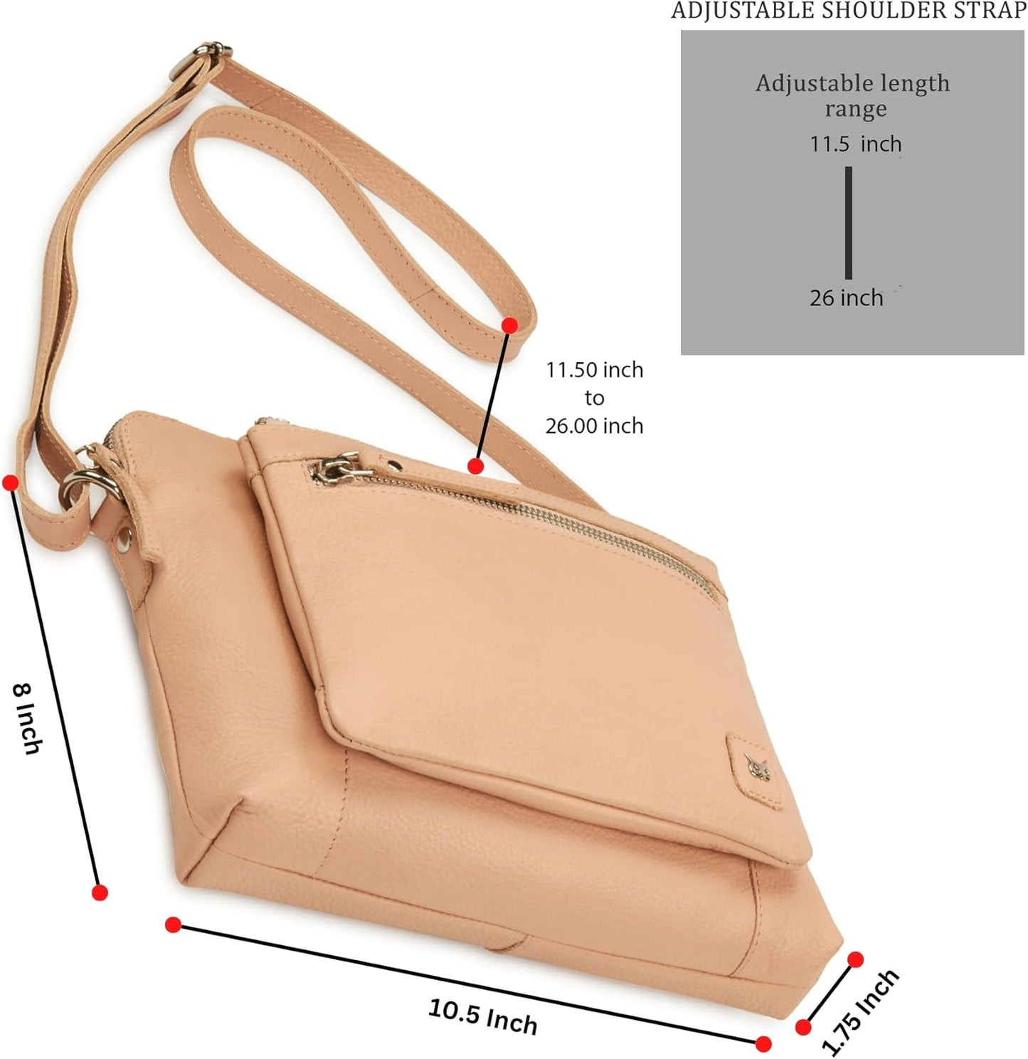 Wise Owl Accessories Small Soft Pebbled Real Leather Crossbody Handbags Purses Sling Crossover Shoulder Bag