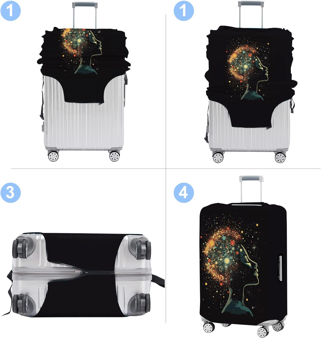 Luggage Cover Washable Suitcase Protector Anti-scratch Suitcase cover Fits 20-34 Inch Luggage (Girl-7, XL(32-34inch suitcase))