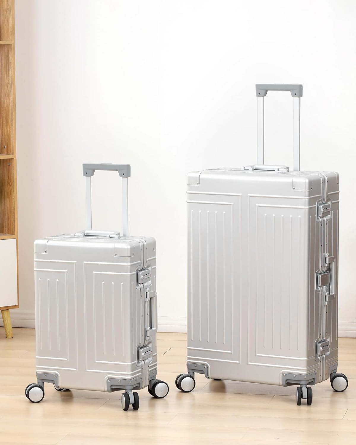 All Aluminum Magnesium Carry On Luggage，Cut from Whole Aluminum Sheet，22x14x9 Airline Approved ，（3rd Generation，Premium Magnesium Metal zipperless suitcase ） (silvery, 28inch)