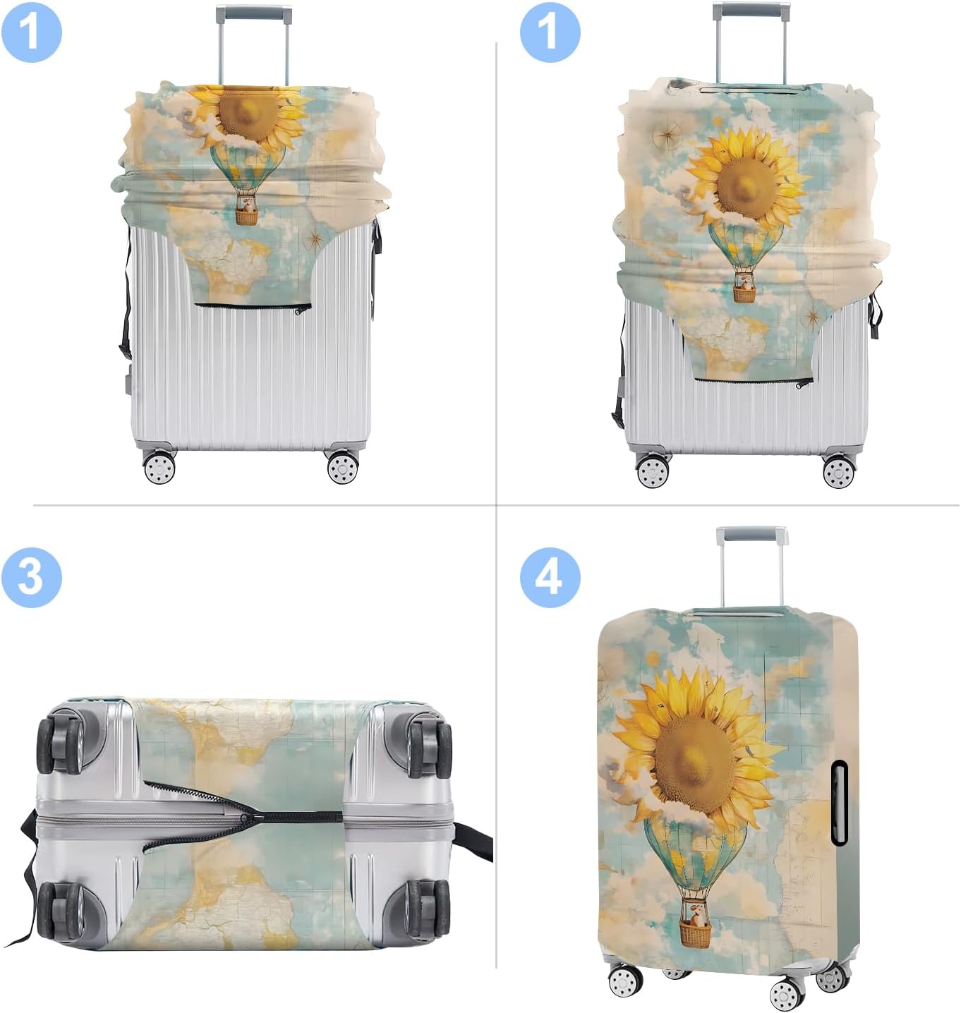 Sunflower Luggage Cover Washable Suitcase Protector Anti-Scratch,Stretchable Fit for 20-34Inch Luggage Durable Travel Bag Cover with Zipper Closure (M(24-26inch suitcase))