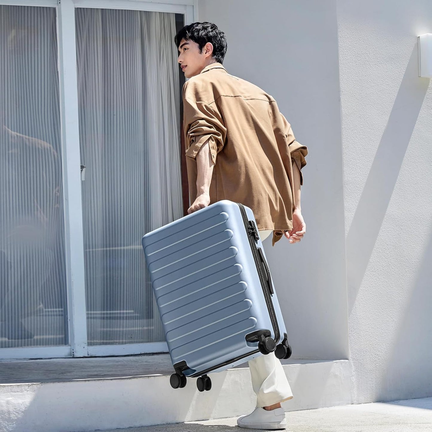 NINETYGO Luggage Sets 2 Piece, Carry On Luggage Airline Approved, Large Checked Luggage with Spinner Wheels, Lightweight, Hard Shell PC Suitcase Sets, TSA Approved, 20in/28in (Shadow, Rhine Basic)