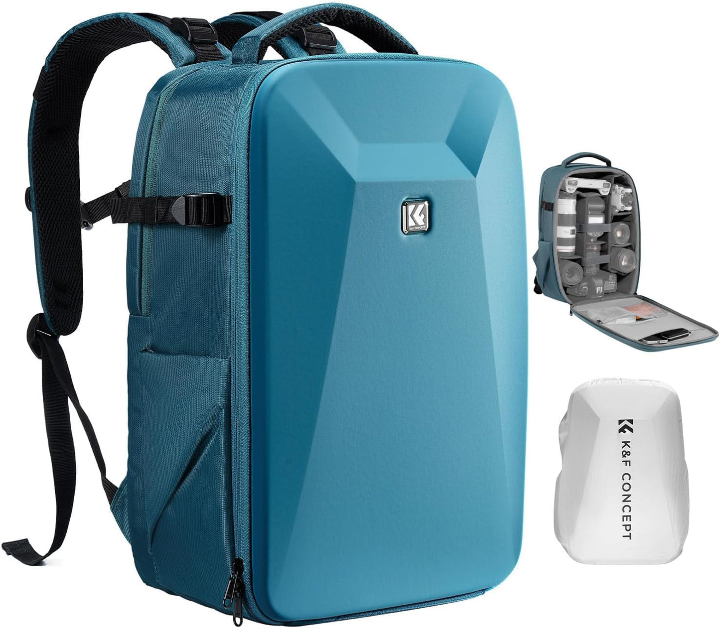 K&F Concept Camera Backpack,Hardshell Photography DSLR Camera Bag with 15-15.6 Inch Laptop Compartment Waterproof Hard Shell Camera Case Compatible with Canon/Nikon/Sony/DJI Mavic Drone