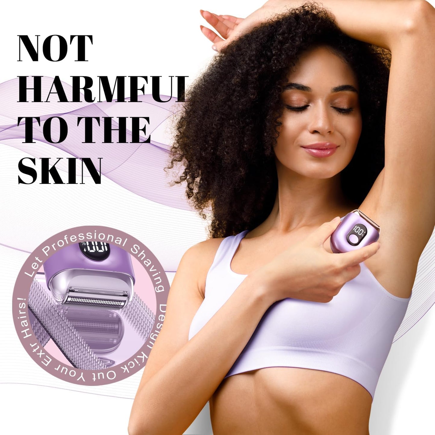 Cordless Electric Shaver for Women: Mini Electric Razors with LED Display - Rechargeable Bikini Trimmer - IPX7 Waterproof Wet Dry Face Razor with 3 Blade Heads Floating Head