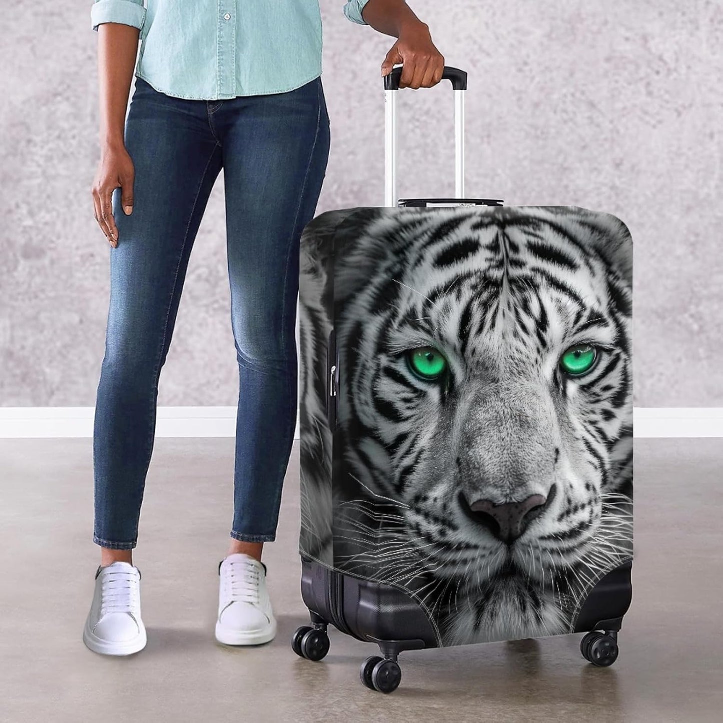 Tiger Animal 3D Printed Travel Luggage Suitcase Cover 22-25 Inch Cover Spandex Suit Case Protector for Carry On Luggage