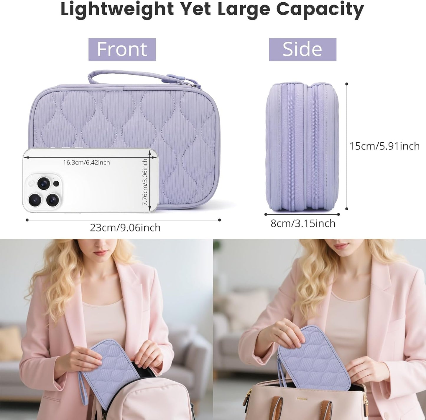 Skycase Tech Pouch - Lightweight Electronics Organizer Travel Case, Double Layers Travel Cable Organizer, All-in-One Storage Bag for Charger, Cord, Phone, Flash Drive, Accessories