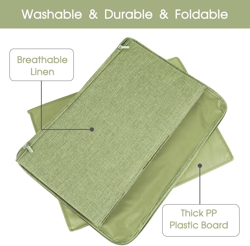 ANMINY Storage Bins with Zipper Lids 13 Qt Lidded Fabric Storage Boxes Baskets Cubes with Handles Collapsible Washable Cotton Linen Closet Shelf Clothes Organizer Containers - Green, Small