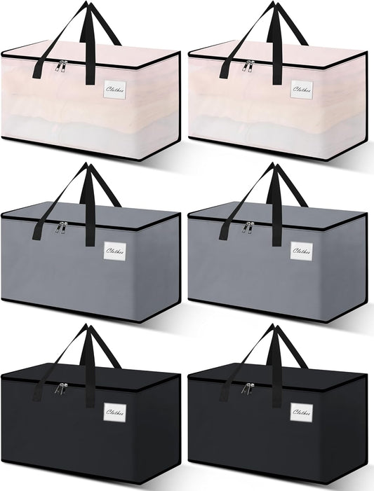 Heavy Duty Moving Bags - Extra Large Packing Bags and Storage Totes, Collapsible and Foldable Option for Moving and Storage, Multicolored, 125 L - 6 Pack