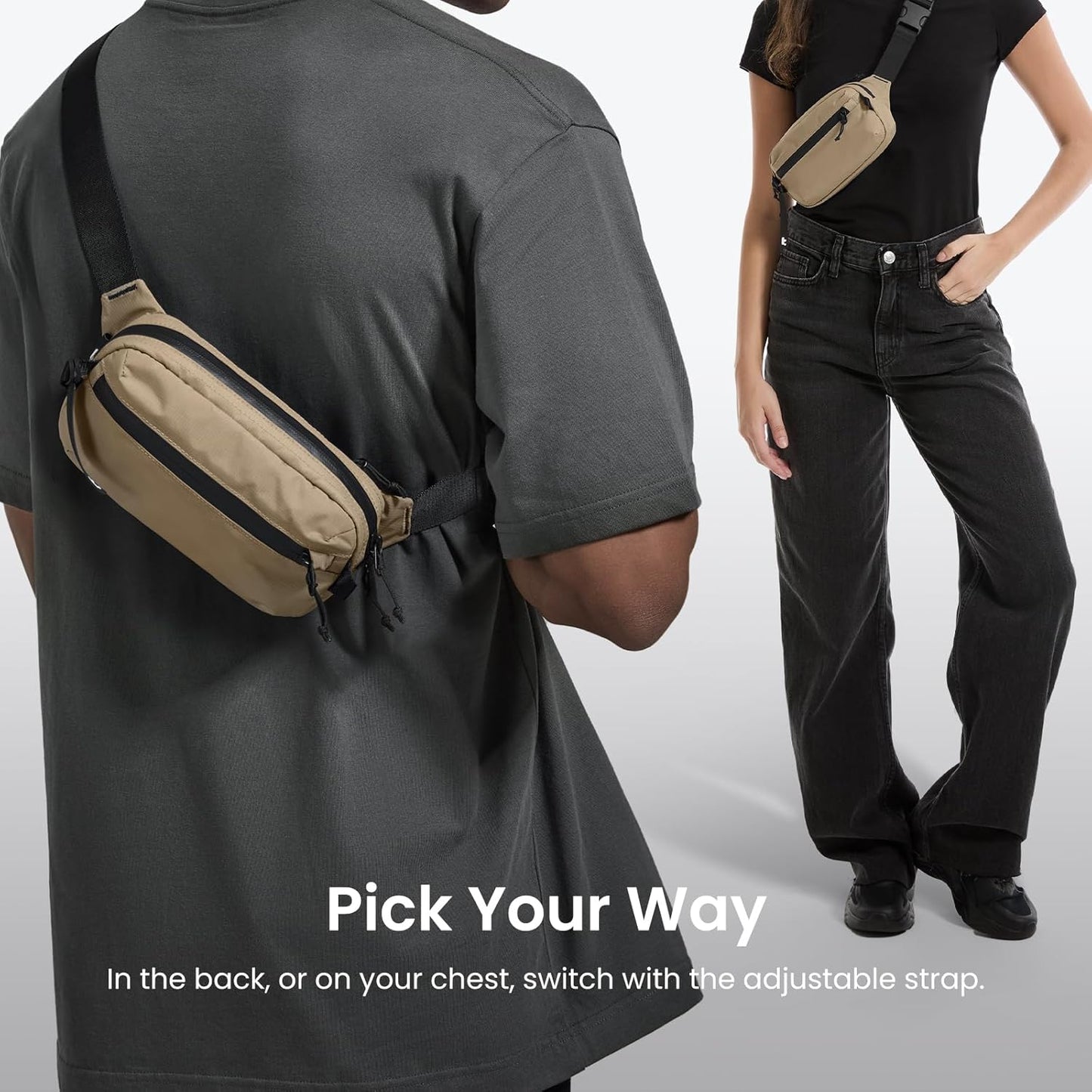tomtoc 1.5L Sling Bag with RFID Blocking, Crossbody Bag Minimalist Chest Shoulder Pack for Men and Women, Water-resistant Lightweight Carry Casual Bag for Travel, Daily Use