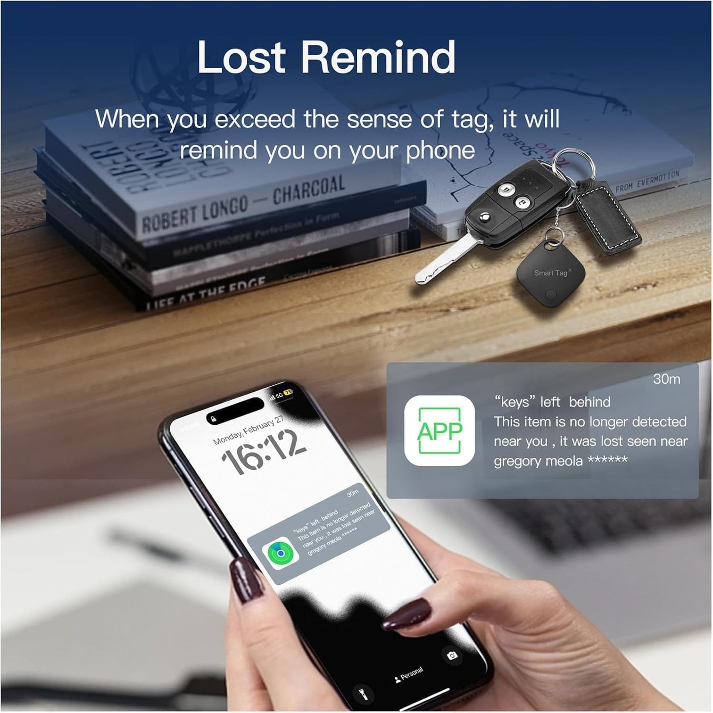 Air Tracker Tag 4 Pack Bluetooth Luggage Tracker tag Locator Works with Apple Find My,Smart Tracker for Suitcase, Bag, Backpack, Wallet,Replaceable Battery Smart tag Item Finder