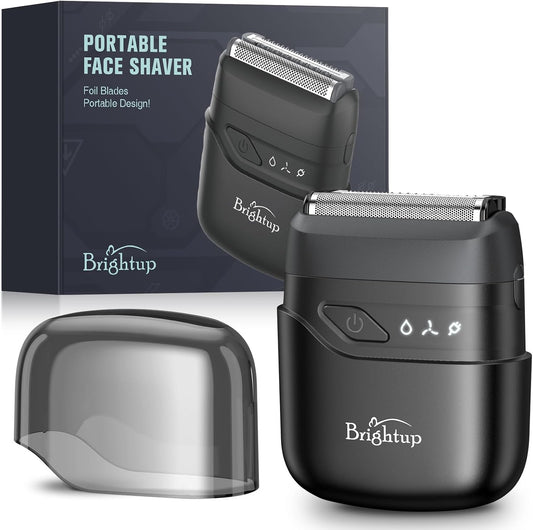Brightup Electric Foil Shavers for Men, Mini Electric Razor for Shaving Face, Compact Travel Shaver with Floating Blades, Waterproof Wet/Dry Razor USB C Rechargeable