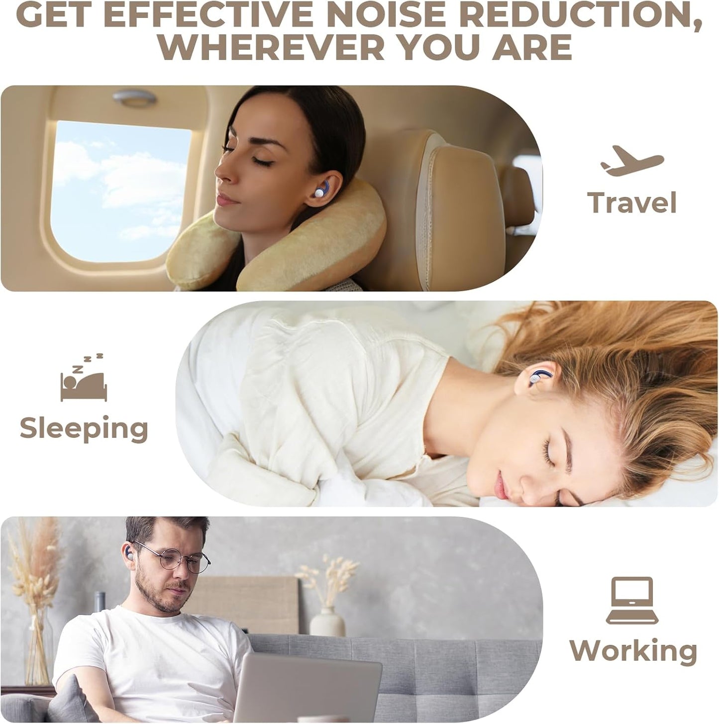 Ear Plugs for Sleeping: Reusable Earplugs for Sleep, Snoring Blocking, Concert, Travel, Airplane, 2 Pairs Washable Soft Silicone Noise Cancelling Ear Plugs (Sapphire Blue)