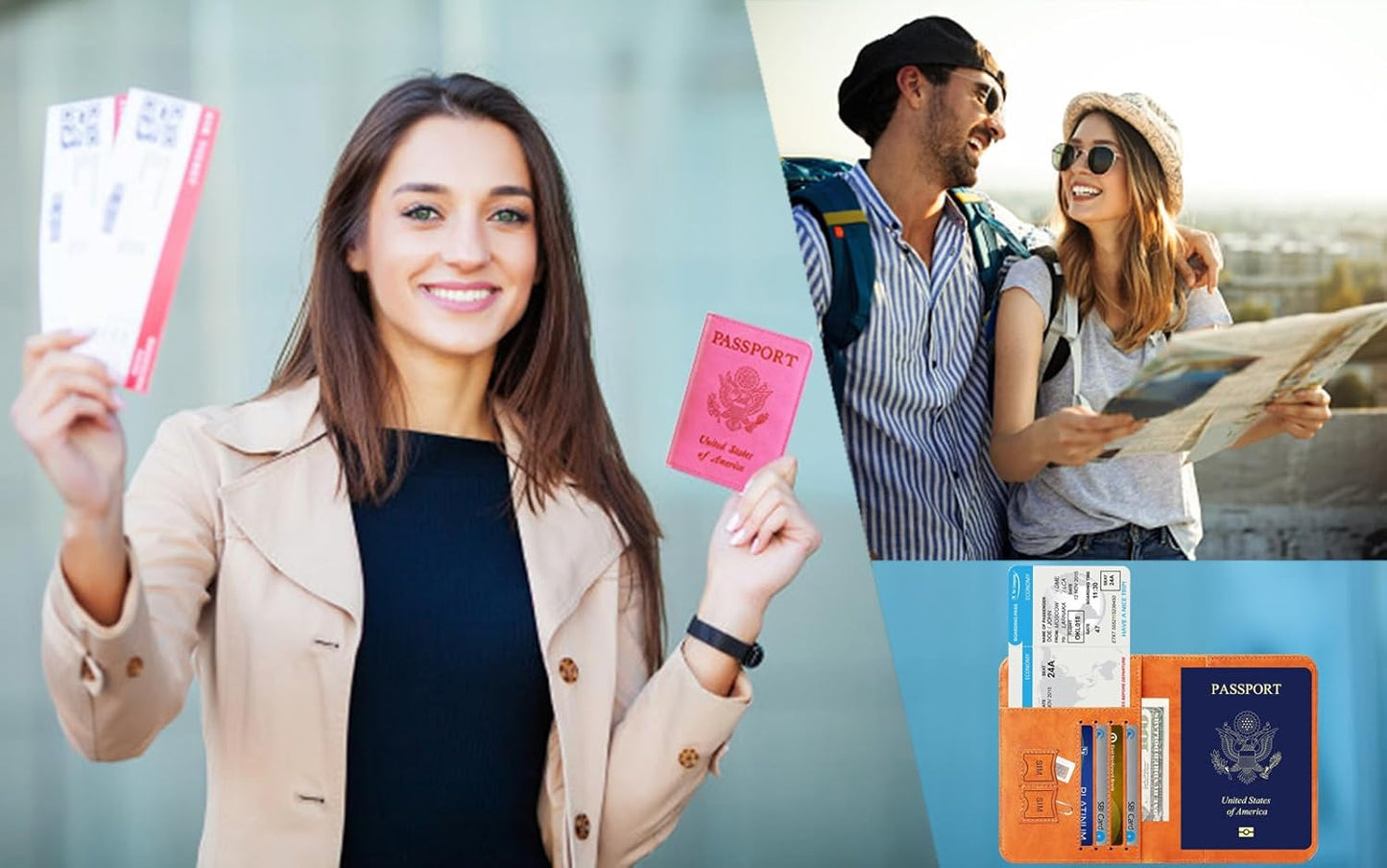 Passport Holder Cover Wallet Travel Essentials RFID Blocking Leather Card Case International Must Haves Travel Accessories for Women Men(101#Green)