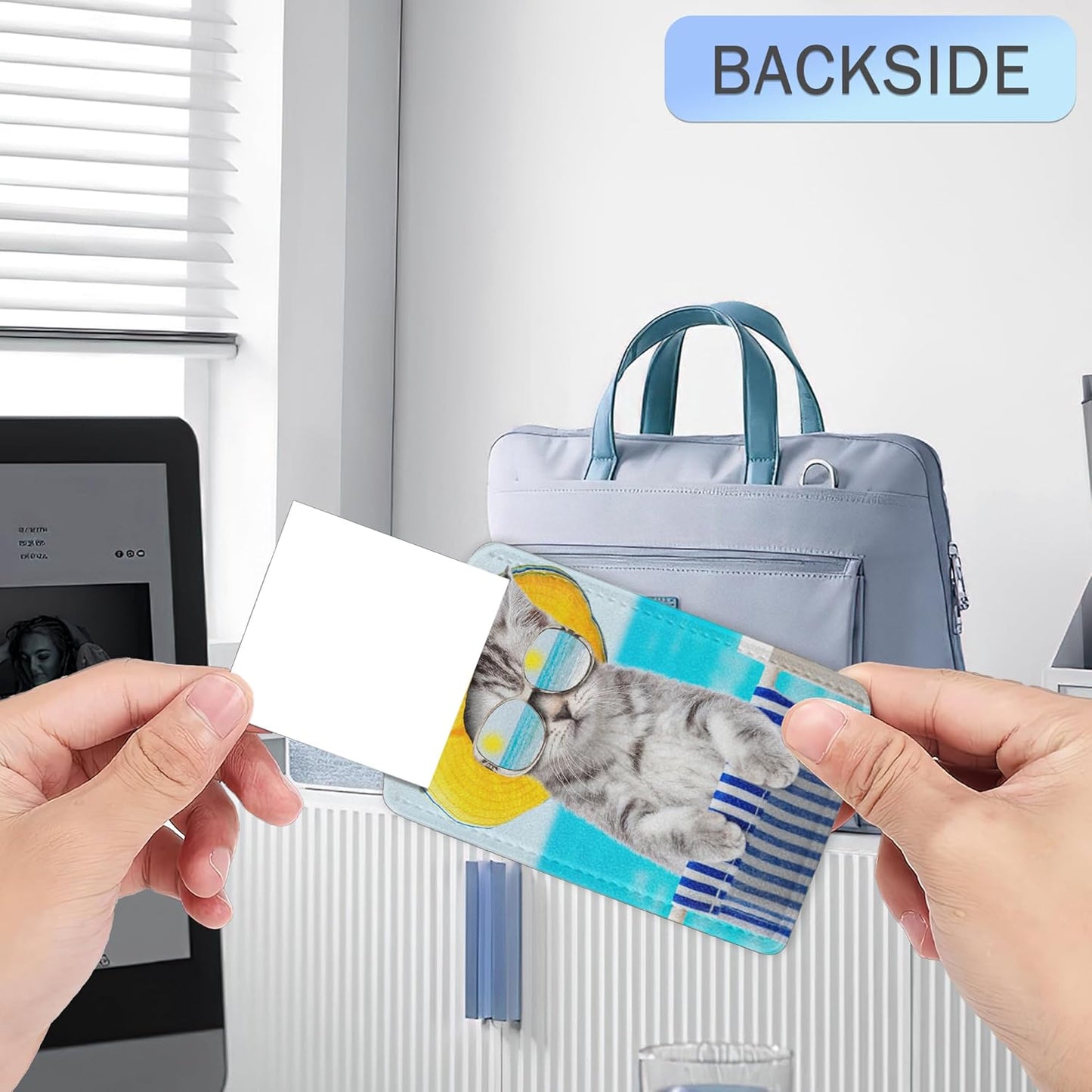 Luggage Tags for Suitcase,Cat Dog Sunglasses Beach Luggage Tags of Set 2 Leather Identifiers Privacy Cover with Stainless Steel Loop for Women Men Travel Bag Suitcase