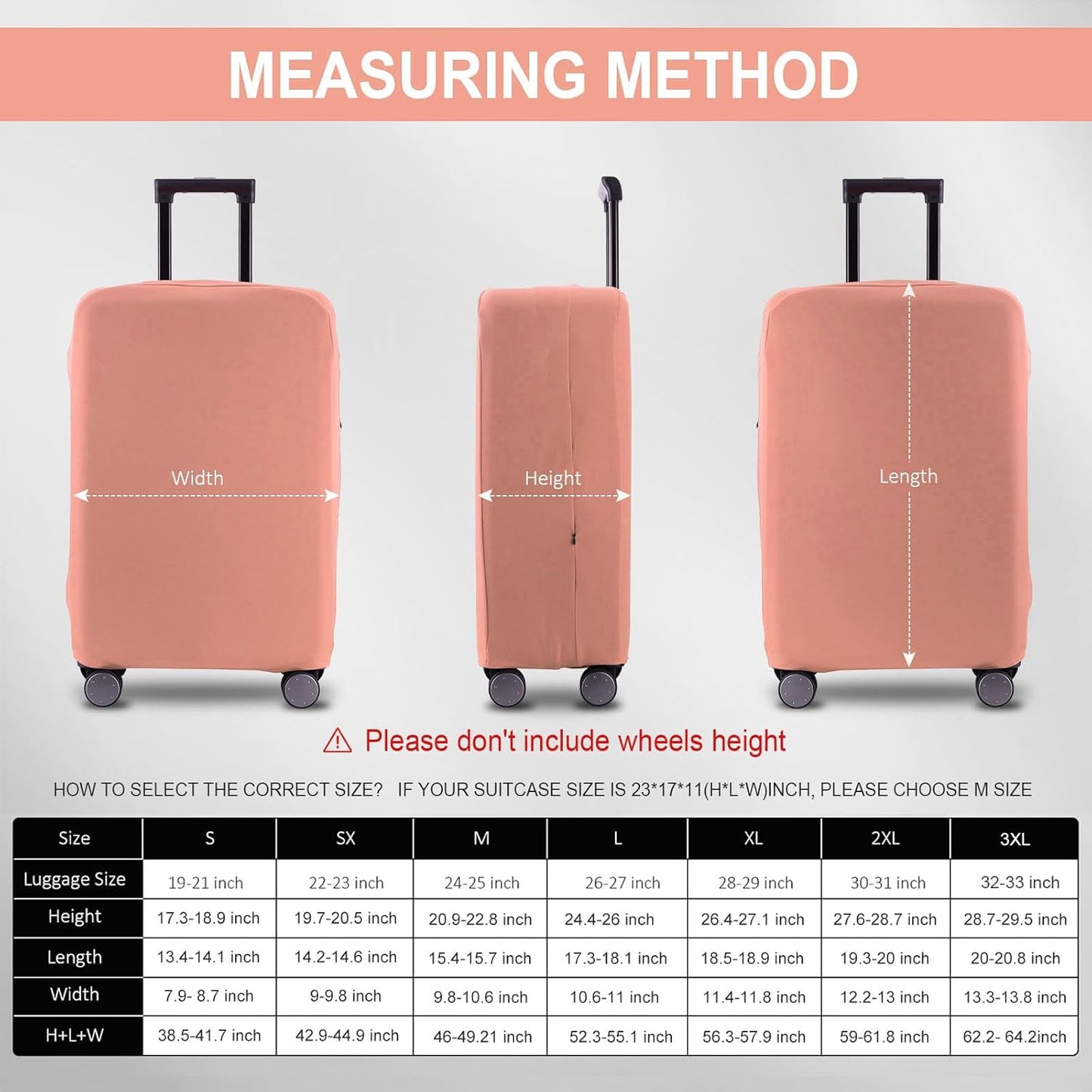 Travel Luggage Cover - Scratch-Resistant Fit 19-33 Inch, Pink, 3XL