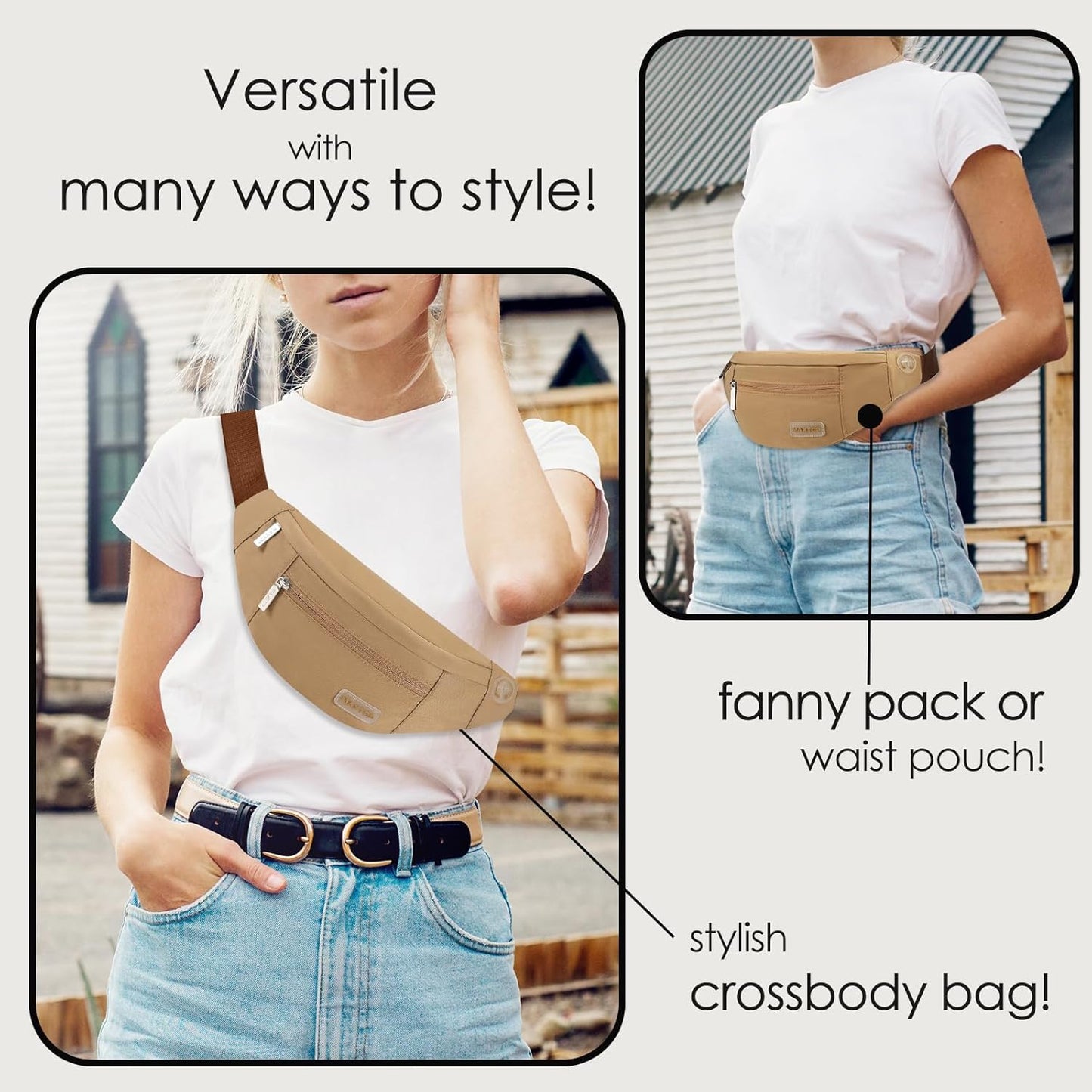 MAXTOP Large Crossbody Fanny Pack with 4-Zipper Pockets,Gifts for Enjoy Sports Festival Workout Traveling Running Casual Hands-Free Wallets Waist Pack Phone Bag Carrying All Phones